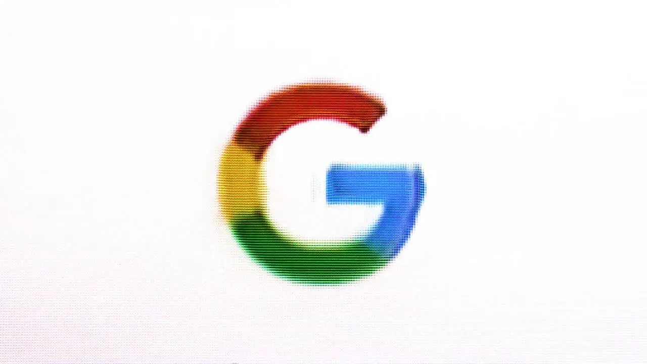 Google Logo with Glitch Effect on Monitor Display