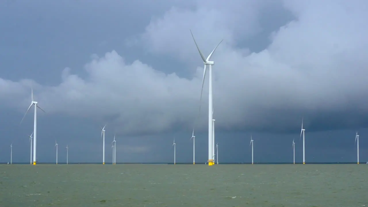 Nearshore wind park seen from a passing ship