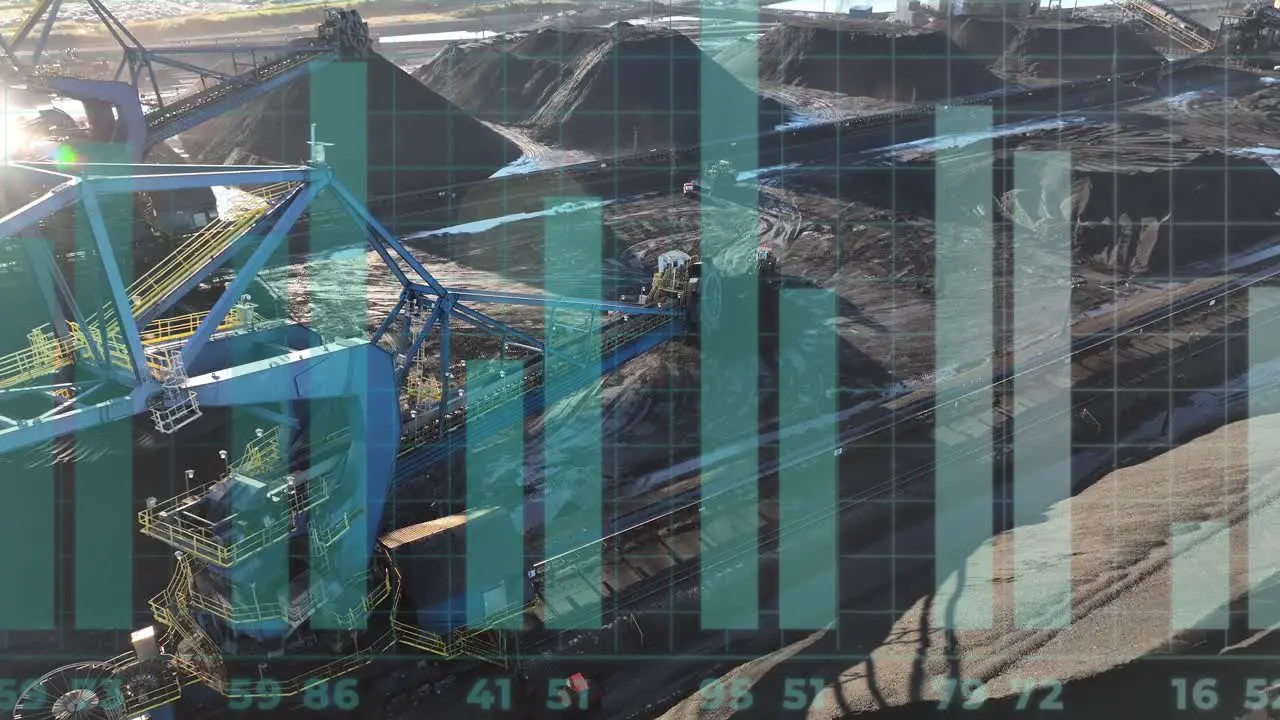 Coal mining operations with overlay of industrial monitoring graphics