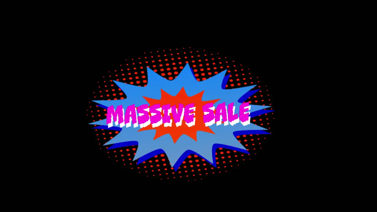 Word Massive Sale appearing in front of explosion effect