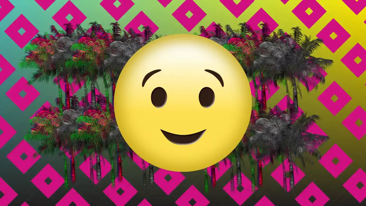 Emoji palm trees and square pattern