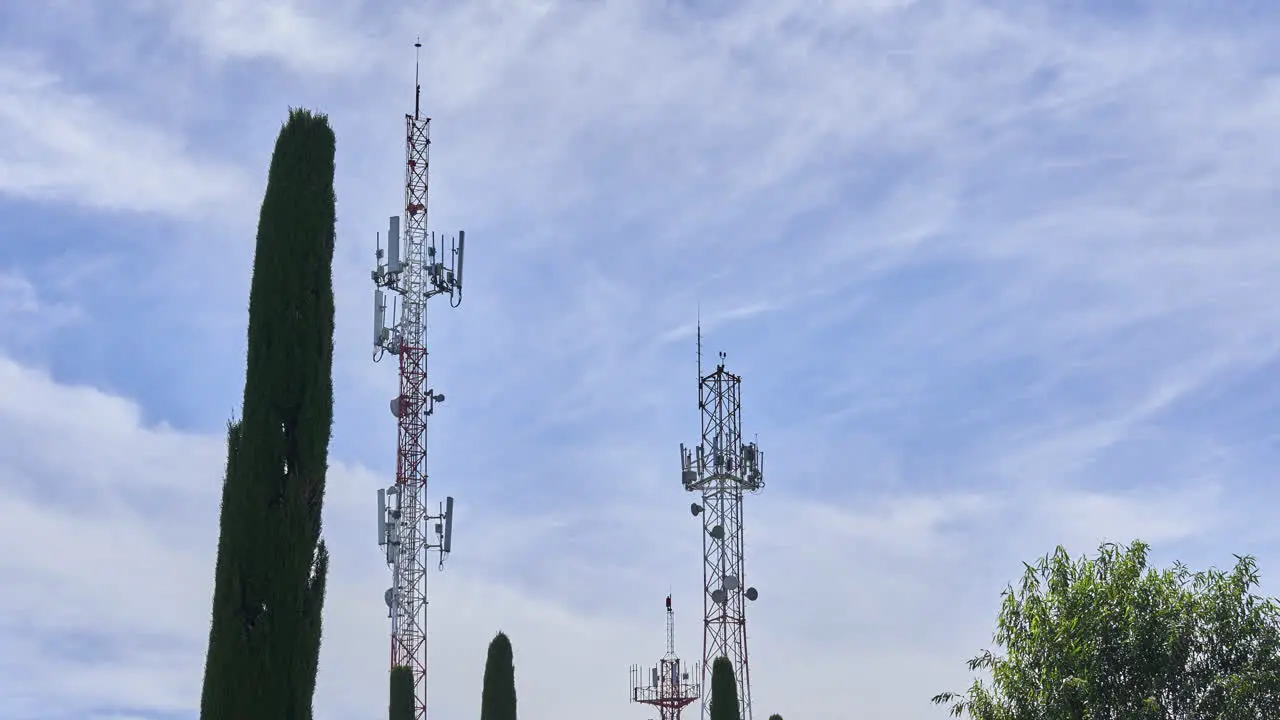 Time lapse of telecommunication antenna 5G cell phone network for mobile connectivity