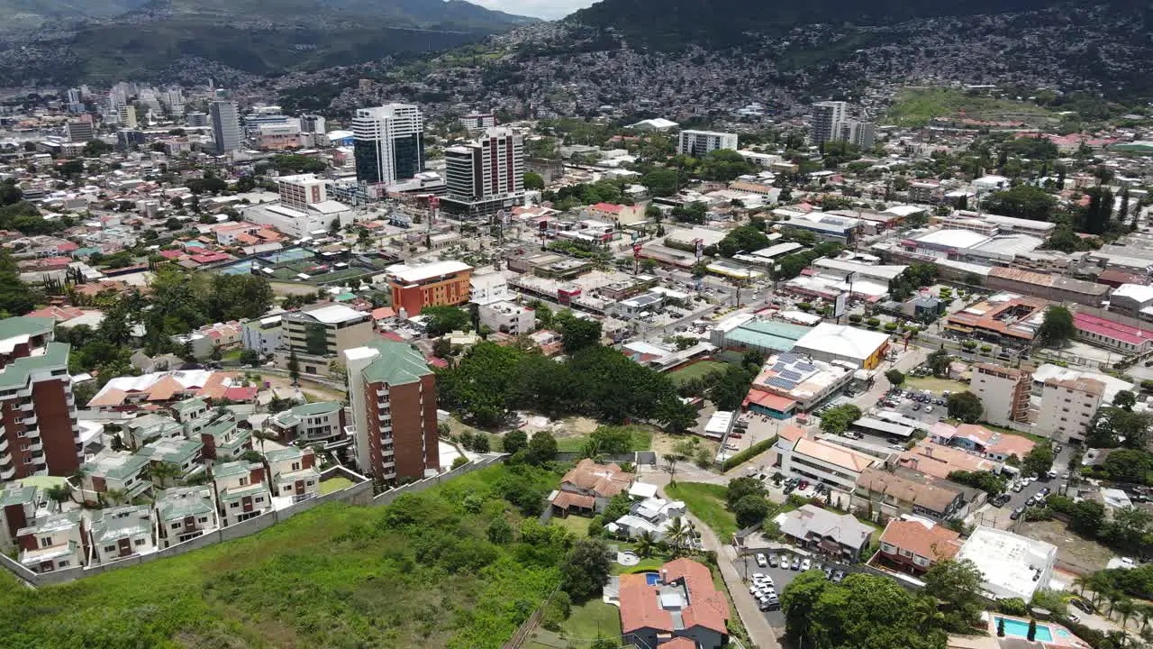 Aerial view over Tegucigalpa Honduras Latin American capital city