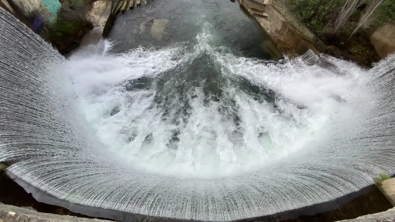 Top view of a dam with a waterfall in proença a nova Portugal