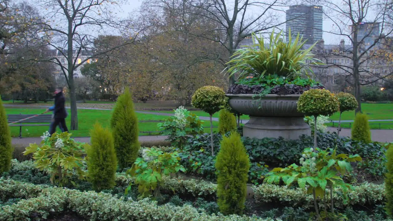 Shot of beautiful green vegetation in Regent's Park on a cloudy day In London UK