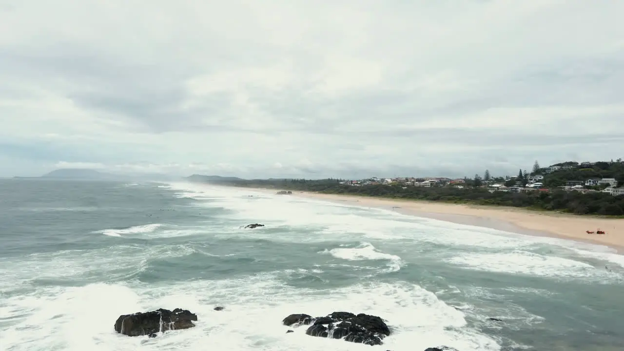 Beautiful Australian Beach On A Cloudy Day Lighthouse Beach In Port Macquarie Australia wide shot