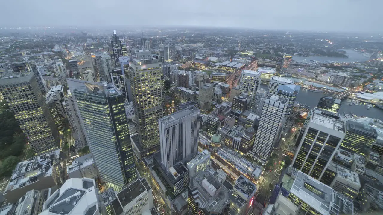 4K timelapse of Sydney from Sydney Tower Eye rainy day New South Wales Australia