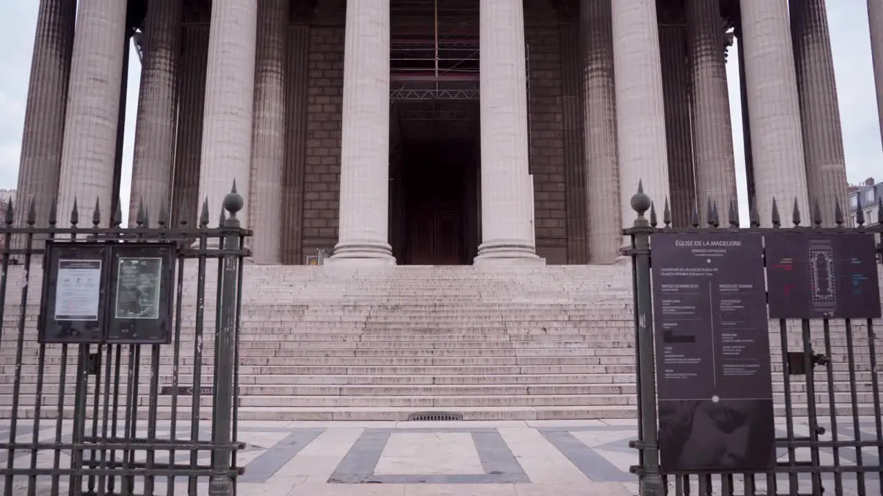 Empty scenery of La Madeleine in Paris during lockdown during the Covid-19 pandemic tourism in France on a cloudy day