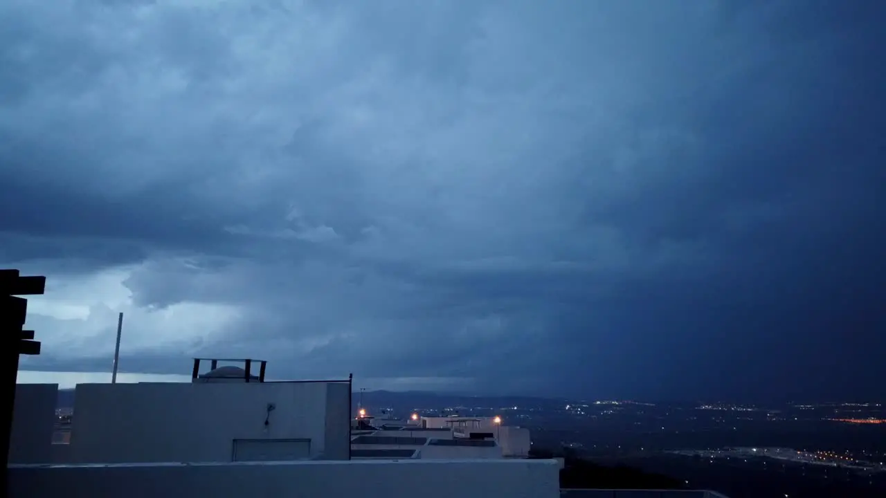 Thunderstorm being created at dusk over queretaro mexico