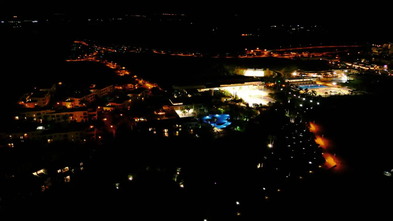 Night time view of the Playitas Resort in Spain