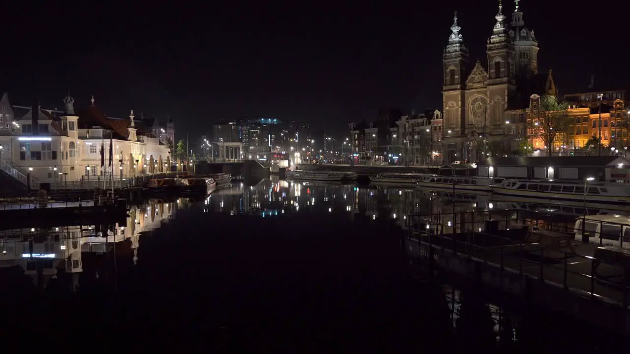 Nighttime scene of Amsterdam Centraal