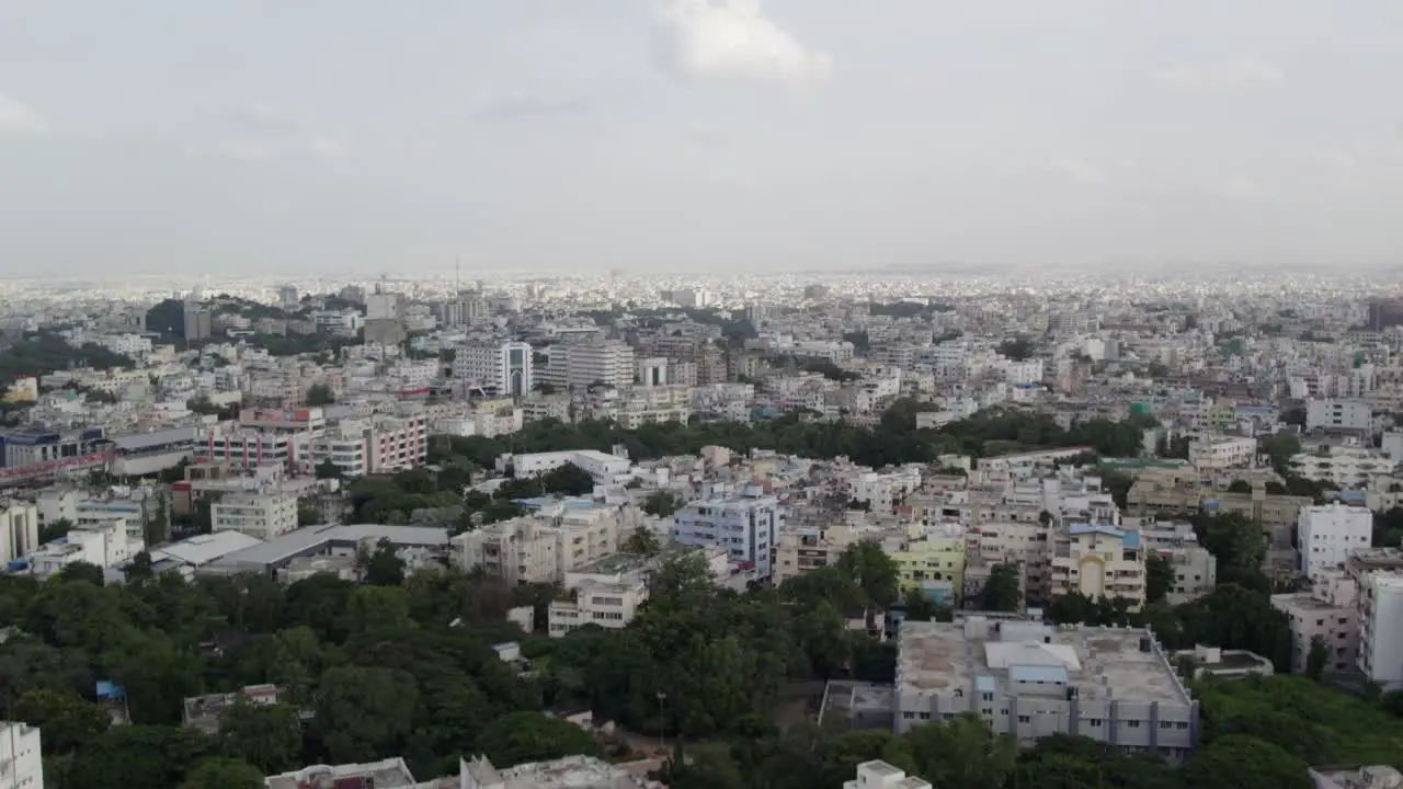 Aerial footage in 4K resolution of a city in India Morning in a residential area of the city