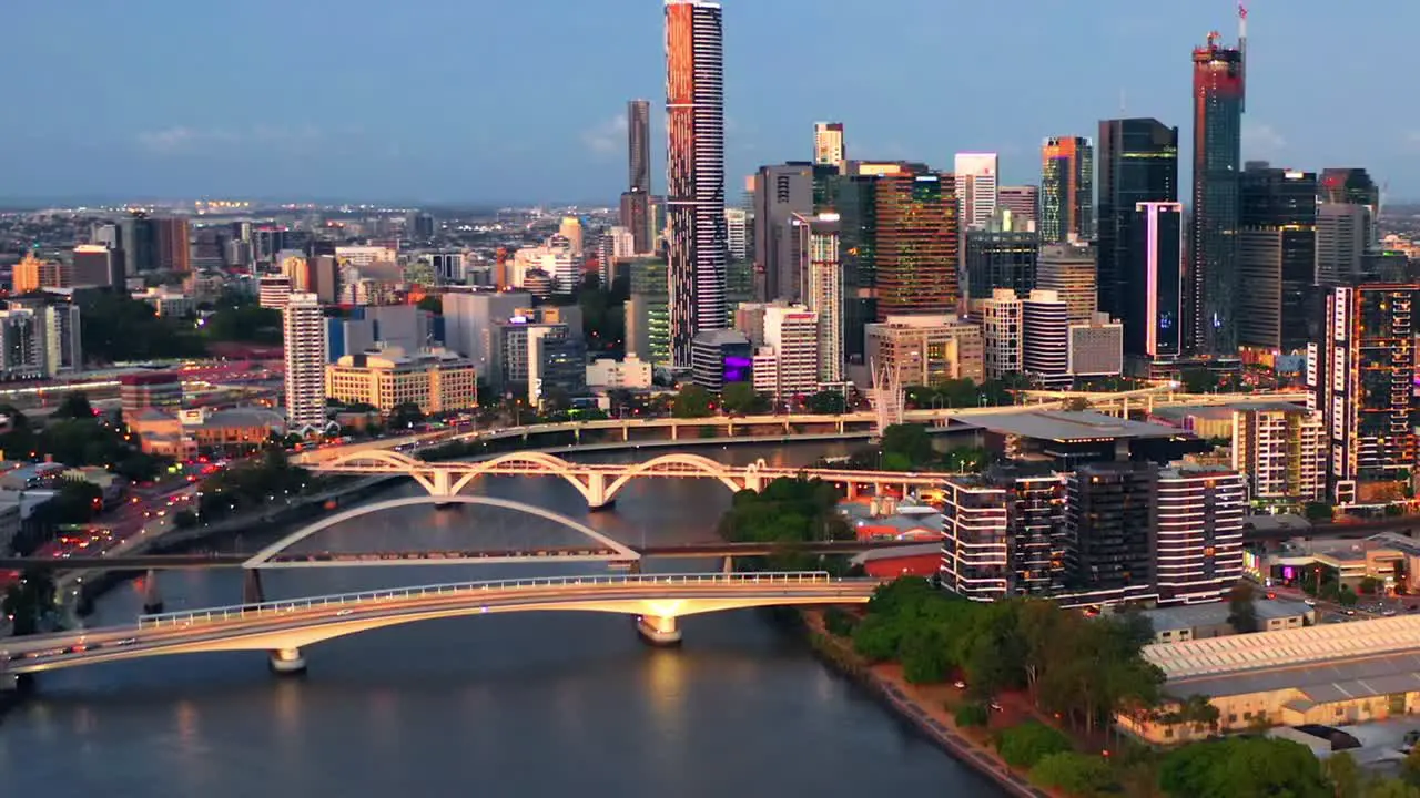 Go Between Toll Merivale Railway And William Jolly Bridges Over Brisbane River With Central Business District In QLD Australia