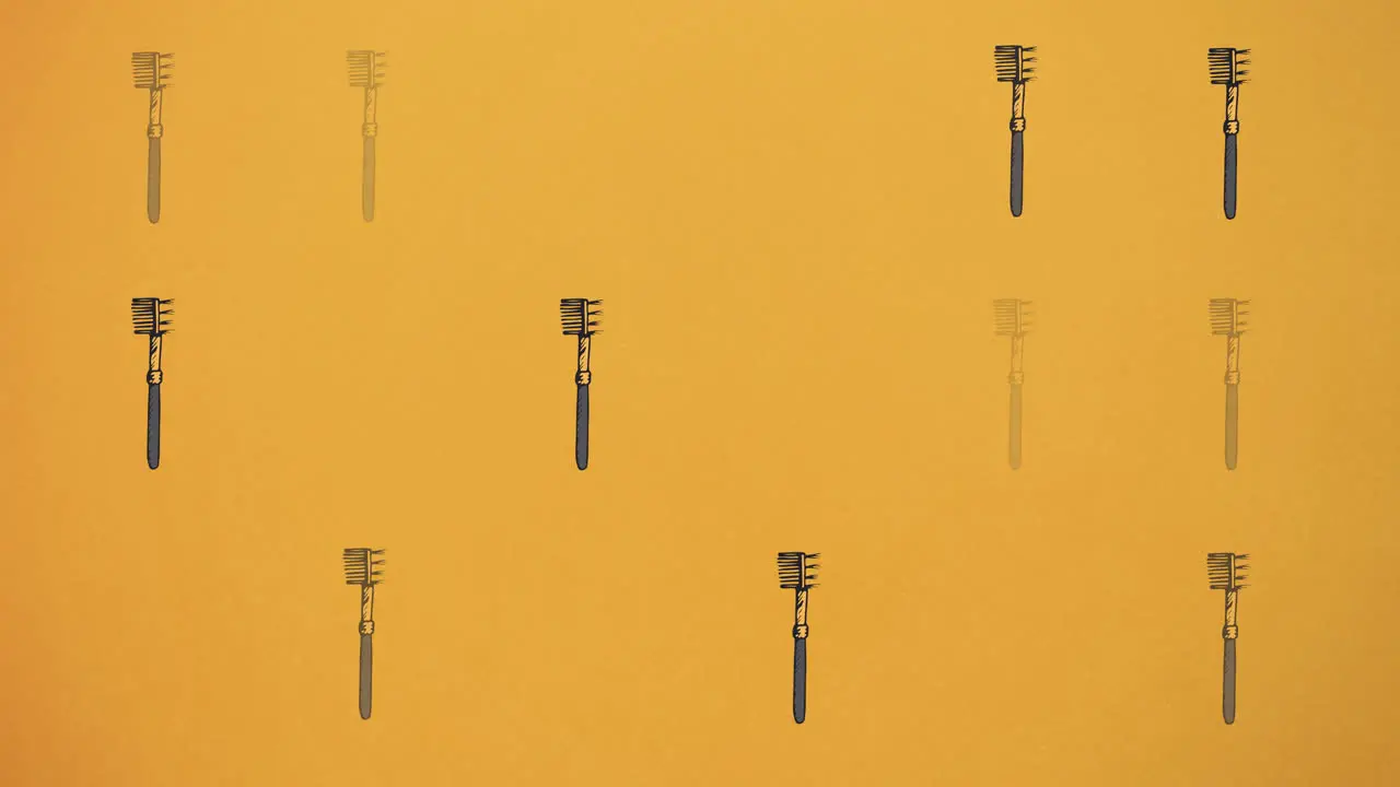 Animation of make up brush repeated on yellow background