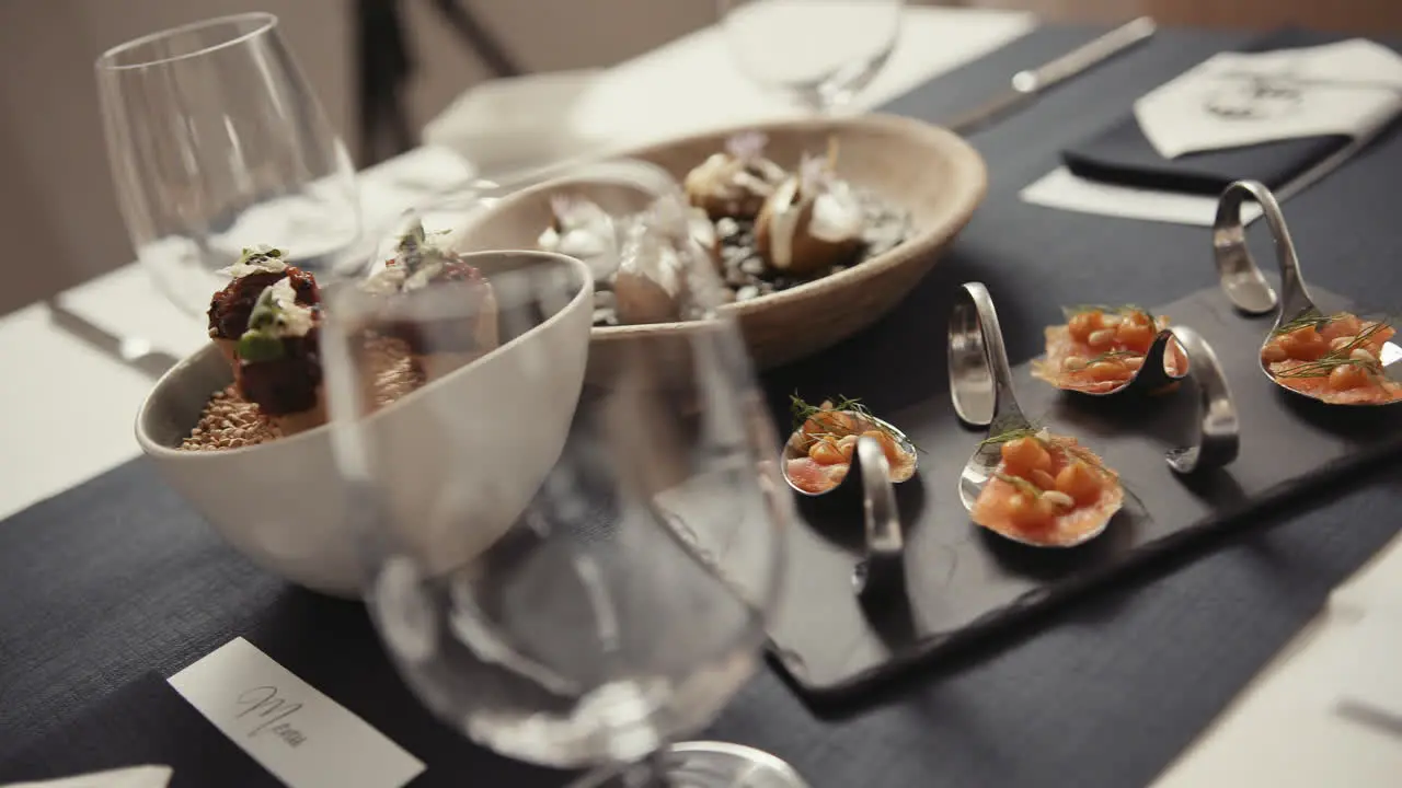 Fine dining dinner table at a restaurant