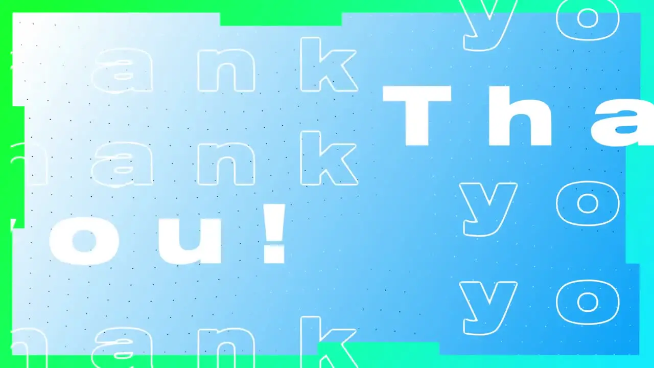 Animation of thank you text over blue background