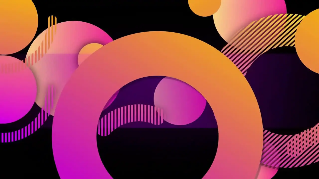 Animation of vibrant circles over black background