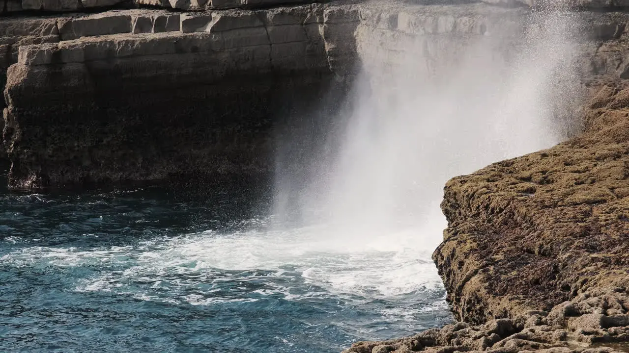 Close up of water spouting blowhole on Inishmore island