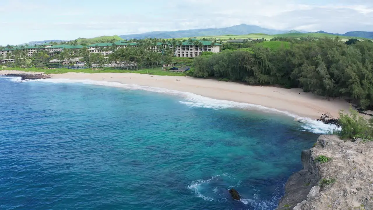 Aerial Shot of Poipu area beach flying over