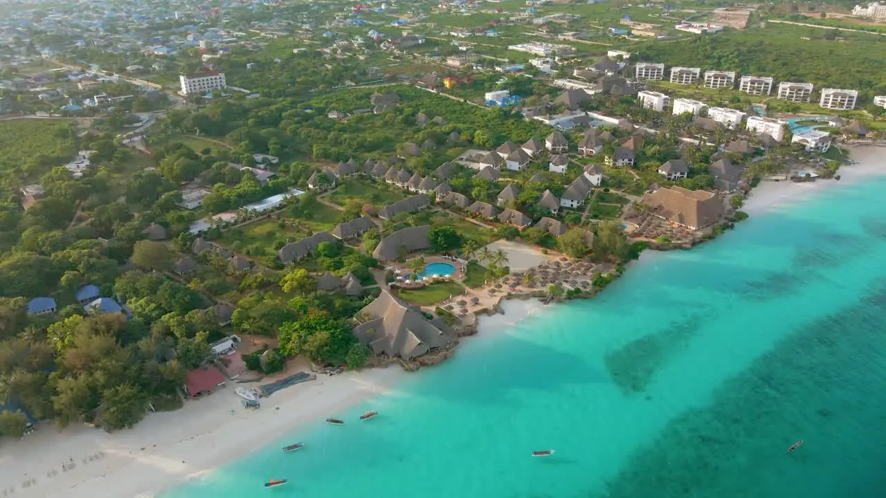 Nungwi Beach Zanzibar Tanzania June 18 2022 Various resorts on the coast of the Indian Ocean in Nungwi Beach