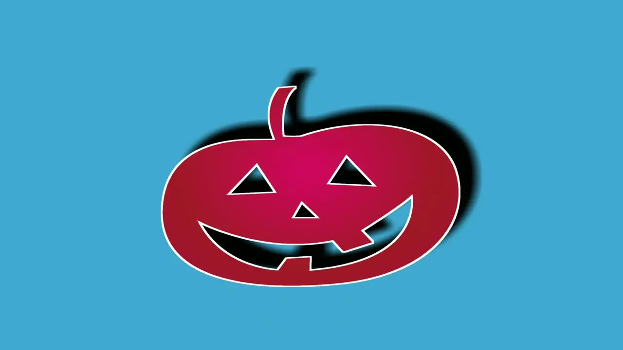 Red scary pumpkin Halloween symbol animation motion graphics on blue background video elements