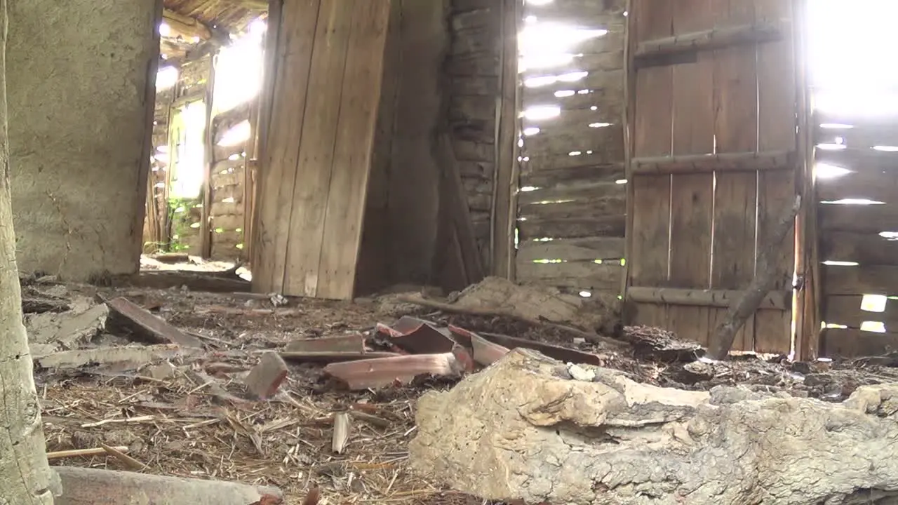 This is a footage of the interior of old and abandoned house floor door and window