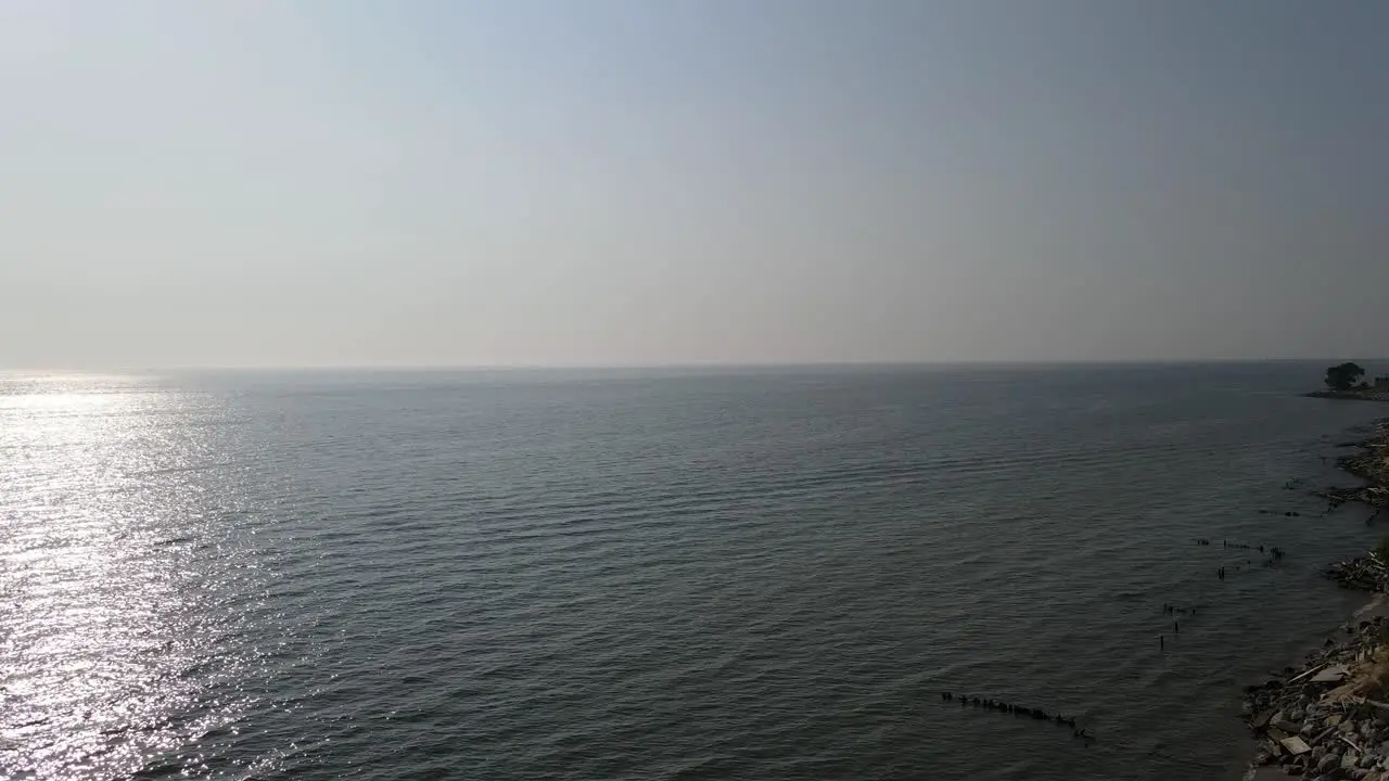 Aerial of a calm day on the Great Lake Michigan