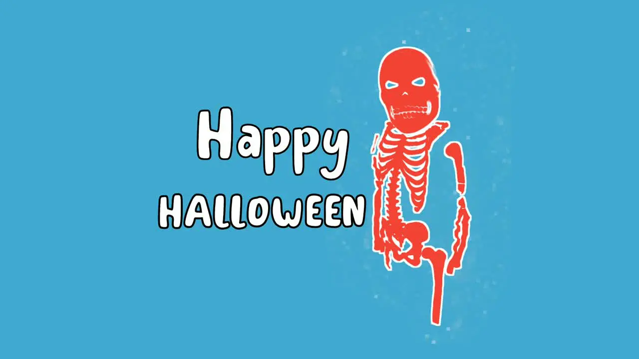 Happy Halloween with red skull evil symbol animation cartoon on blue background