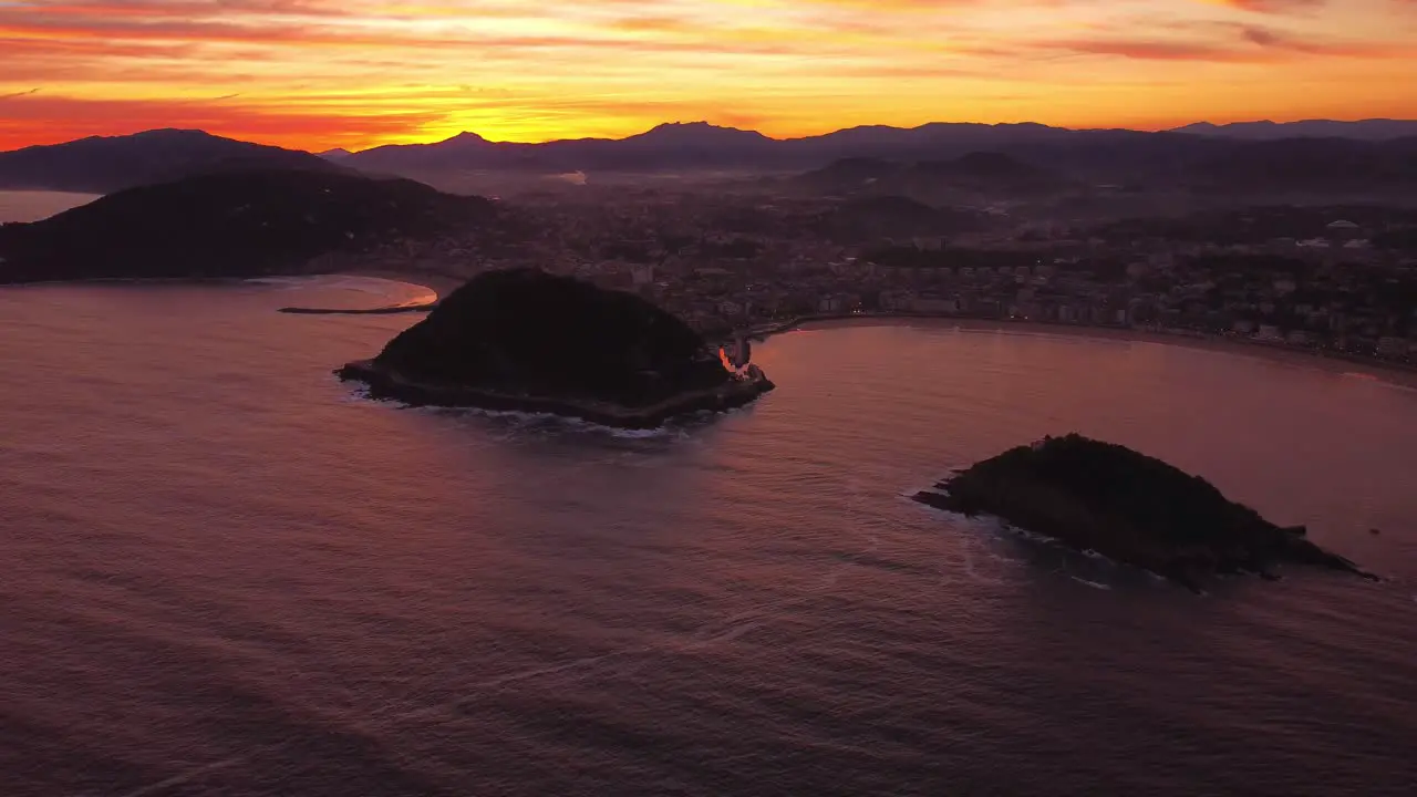 Amazing aerial view of San Sebastián city north of Spain Basque Country region