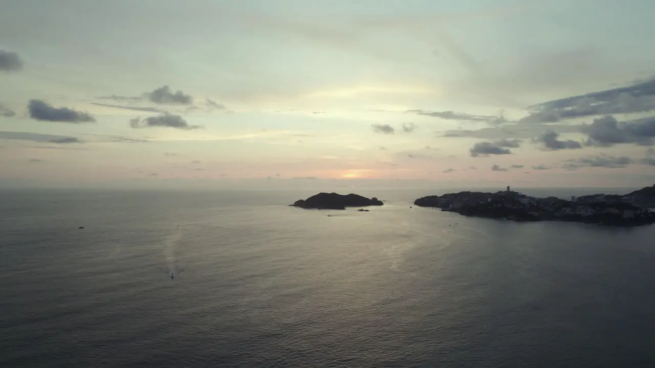 Rocky Mexico Coast at Sunset on Baja California Sur Aerial with Copy Space