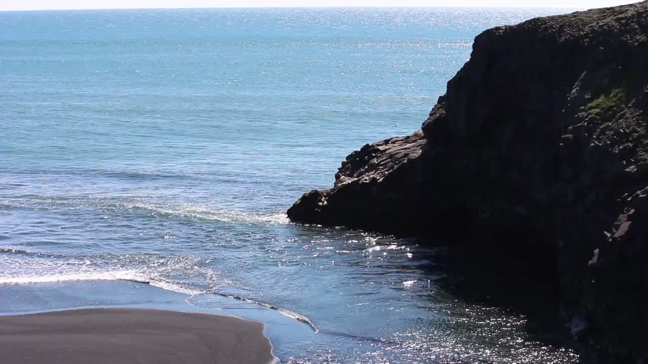 A View of from the beach in at waves coming in at Dyrholaey area