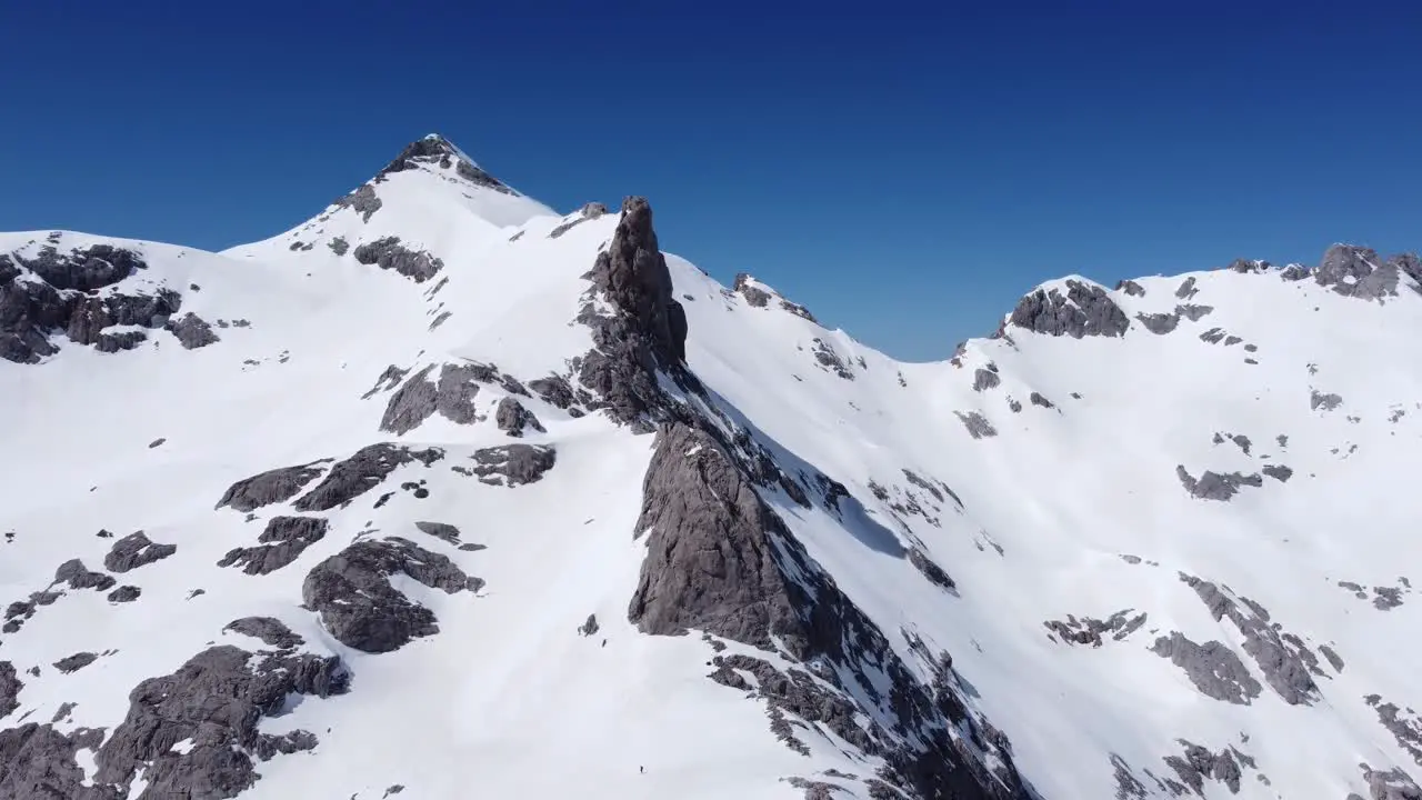 Snowy mountains in Picos de Europa in winter day