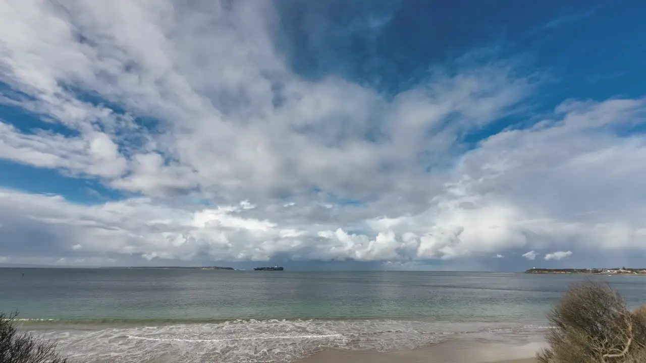 Timelapse of a cargo ship passing through The Rip at the entrance to Port Philip Bay in southern Victoria Australia