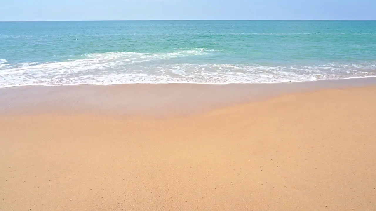 Exotic Tropical Empty Sandy Beach and Sea Waves Static Slow Motion Full Frame