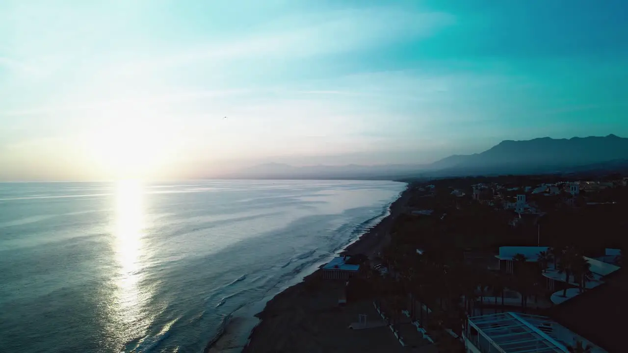 Drone POV at bay of Marbella south of Spain