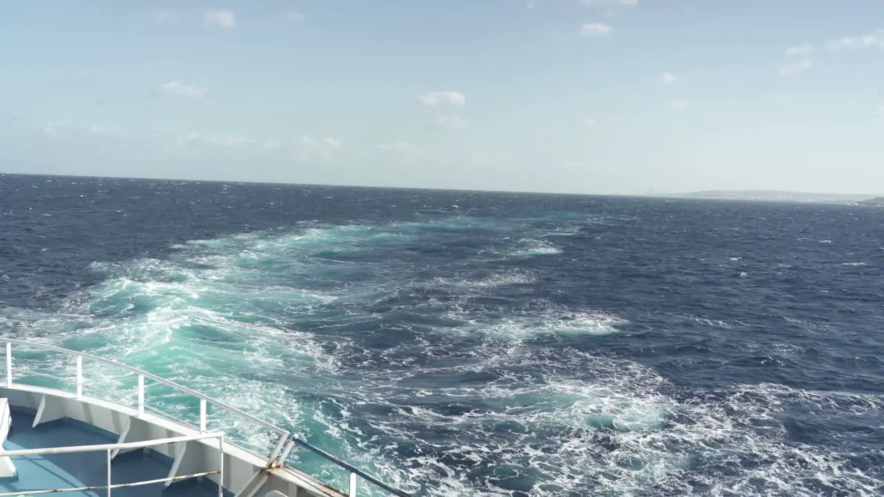 Azure Colour Water Left After Ferry Sailed Past Mediterranean Sea in Malta