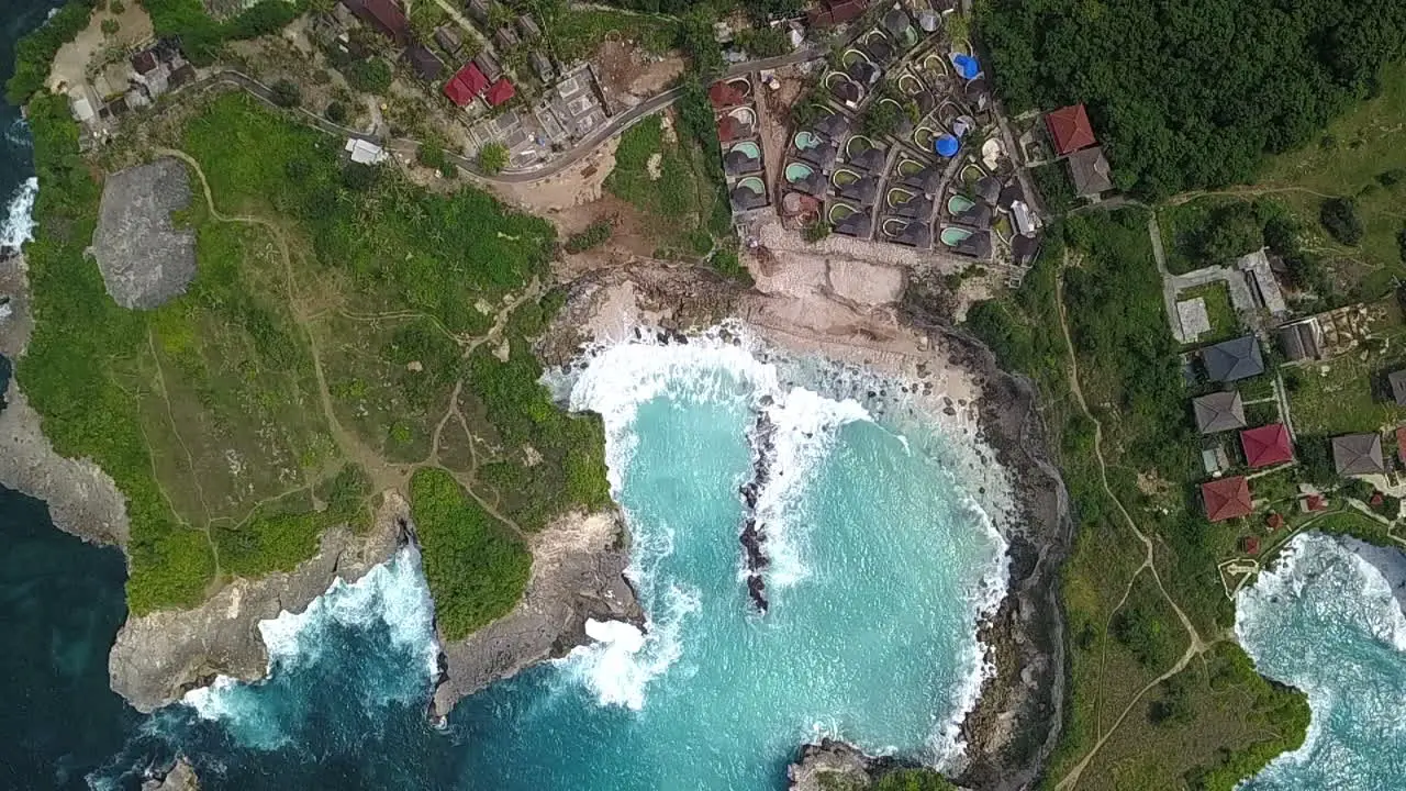 Aerial Shot Of Luxury Resort At Nusa Ceningan Blue Lagoon Bali