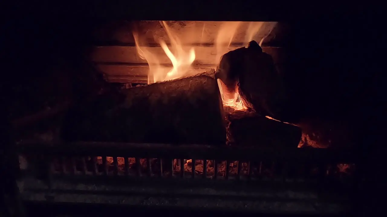 Slow fire in a home fireplace