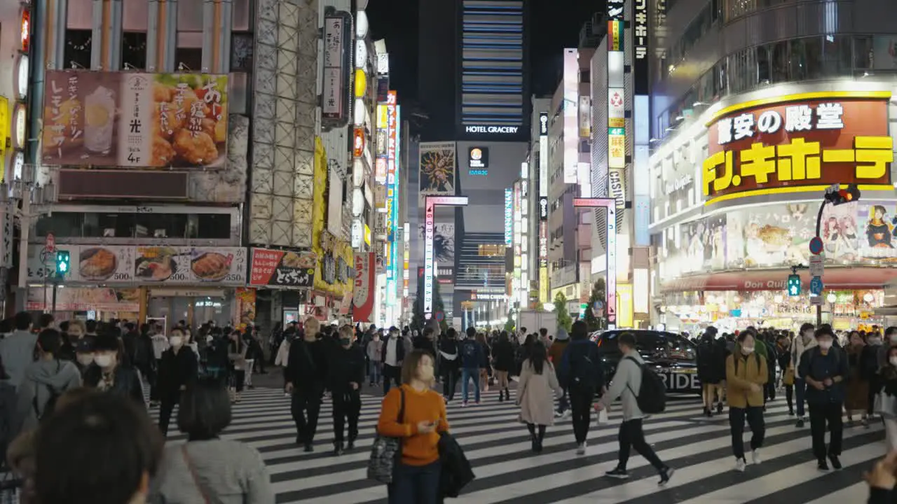 Shinjuku Crossing and Neon Street Signs of Tokyo at Night