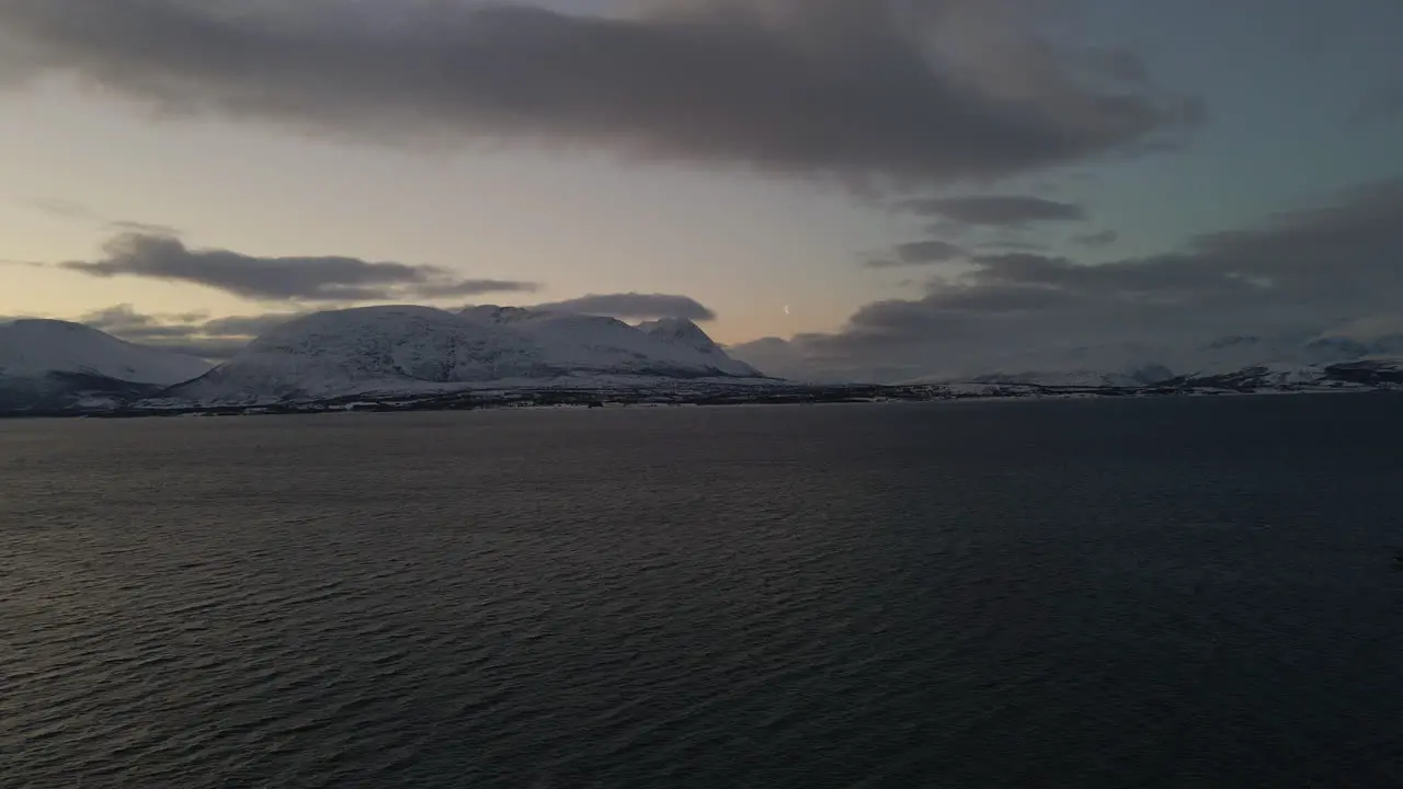 Beautiful aerial landscape of Scandinavian nature at twilight