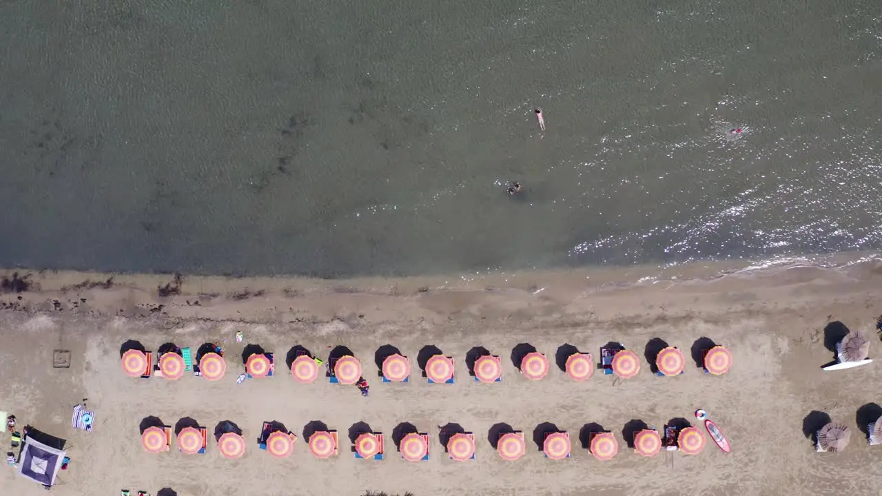 Excellent drone shot Beach umbrellas and beautiful sea