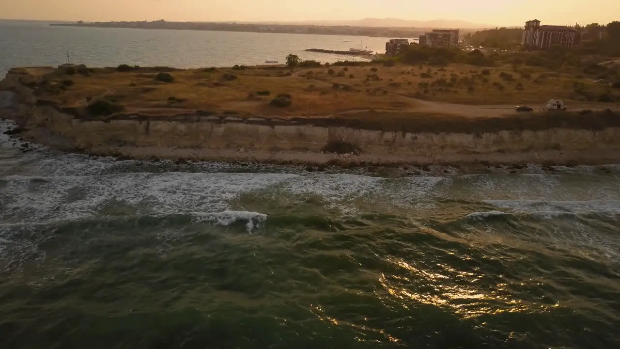 Sunset at the beach near the world heritage site of Nesebar in Bulgaria