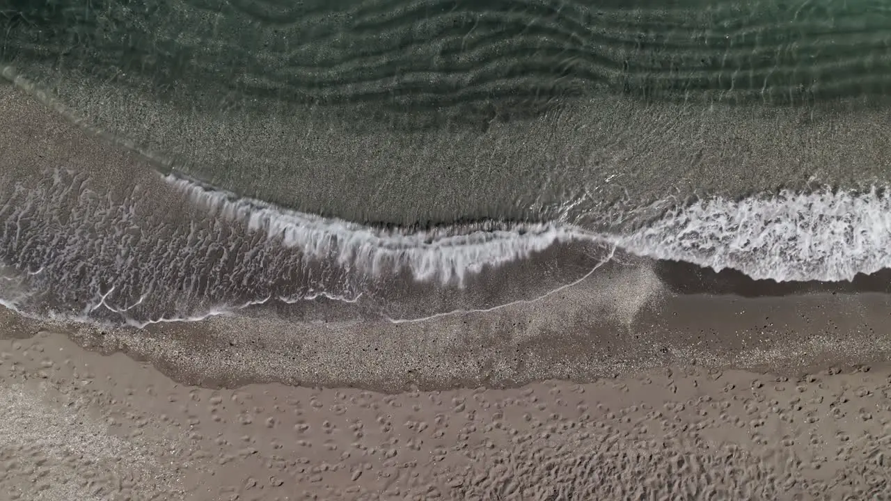 Top down view of waves on the beach