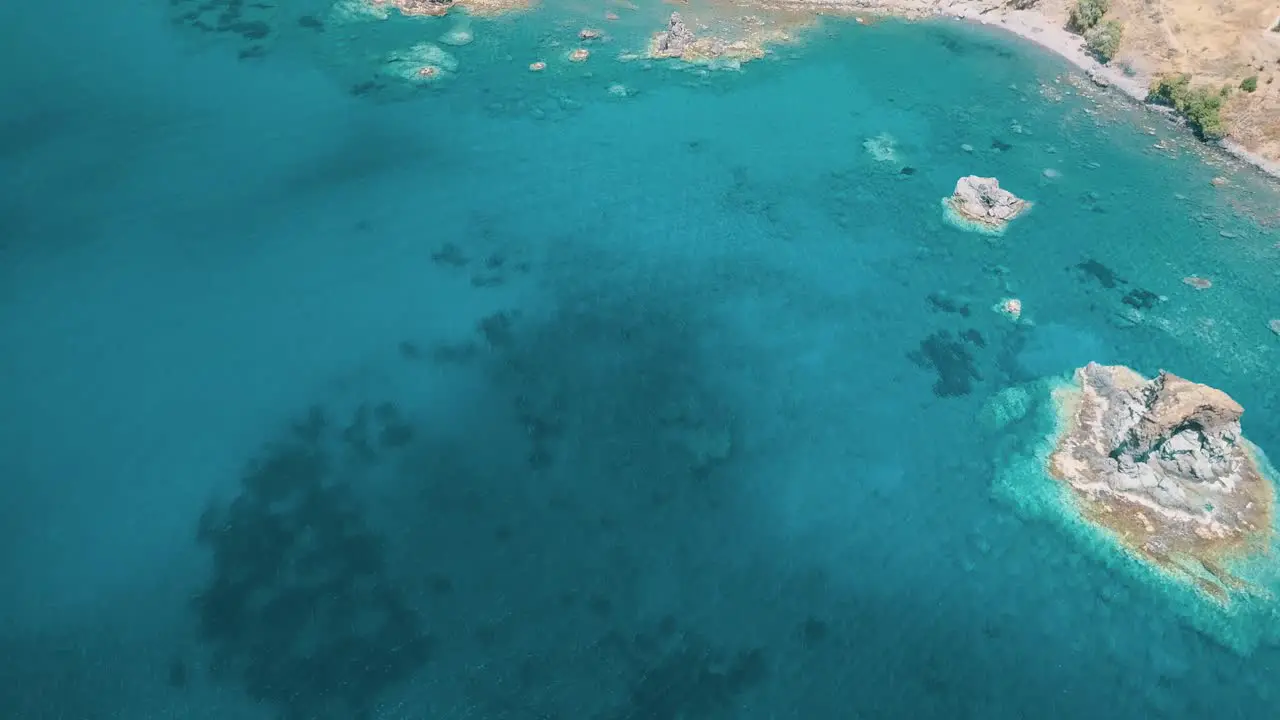 Aerial shot of the south coast of Crete with turquoise waters and beautiful scenery-1