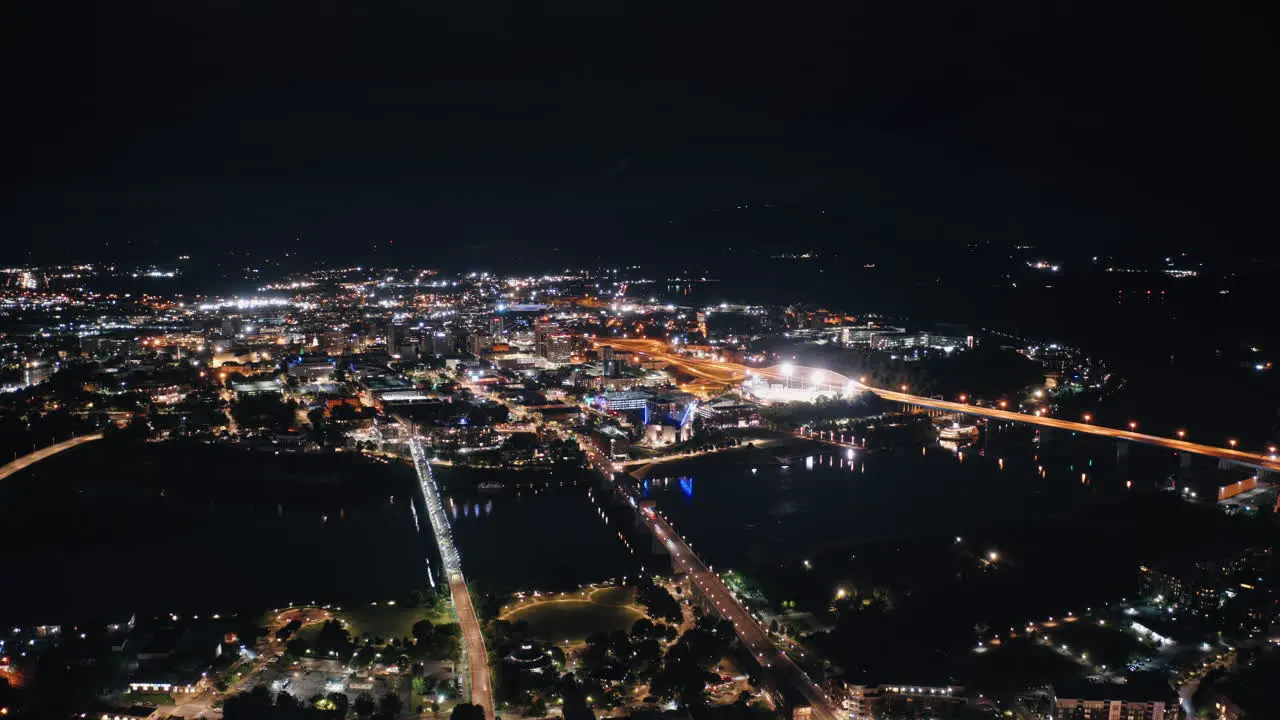 Static Downtown Aerial Hyperlapse Chattanooga at Night