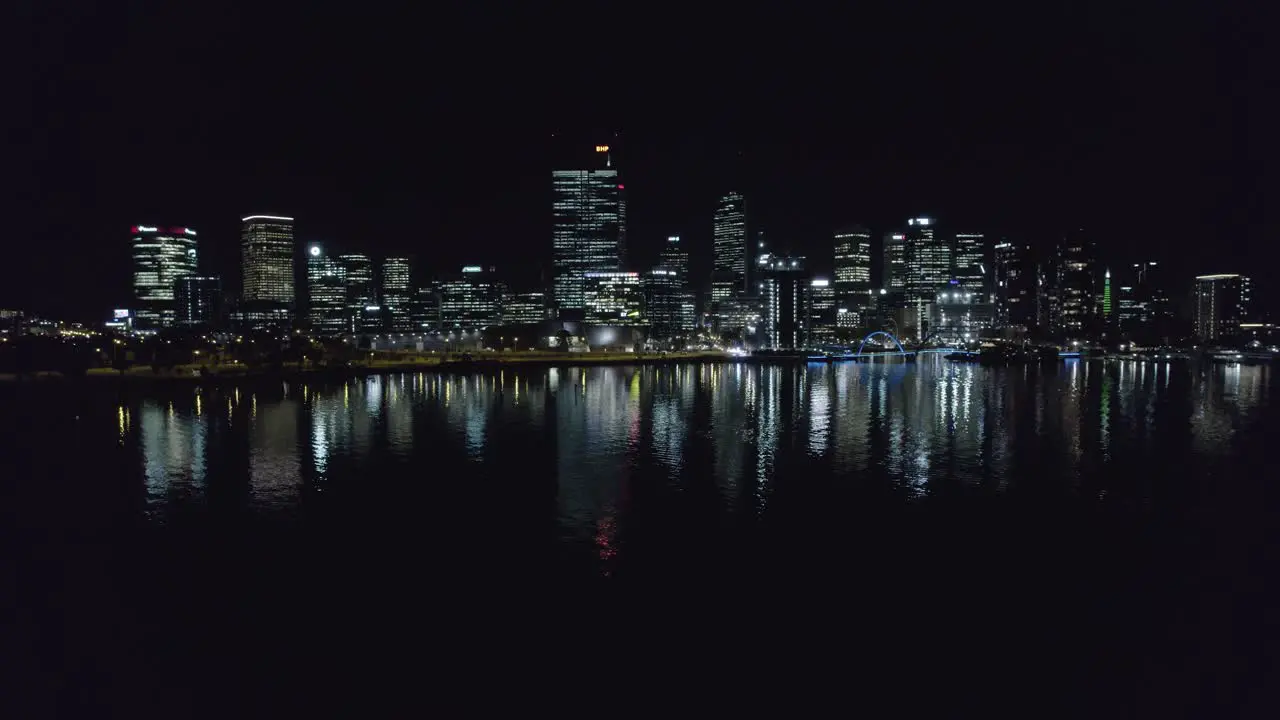 Perth city river wide view at night