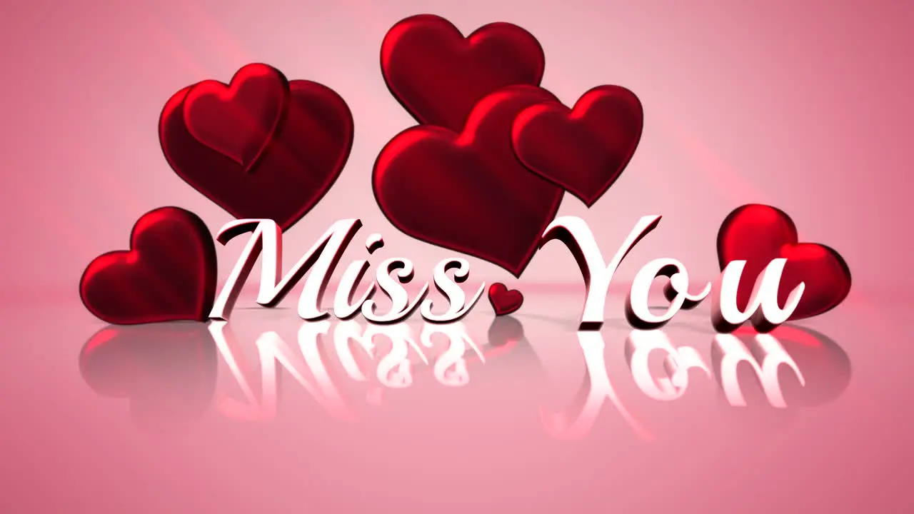 Miss You text and motion romantic heart on Valentines day 2