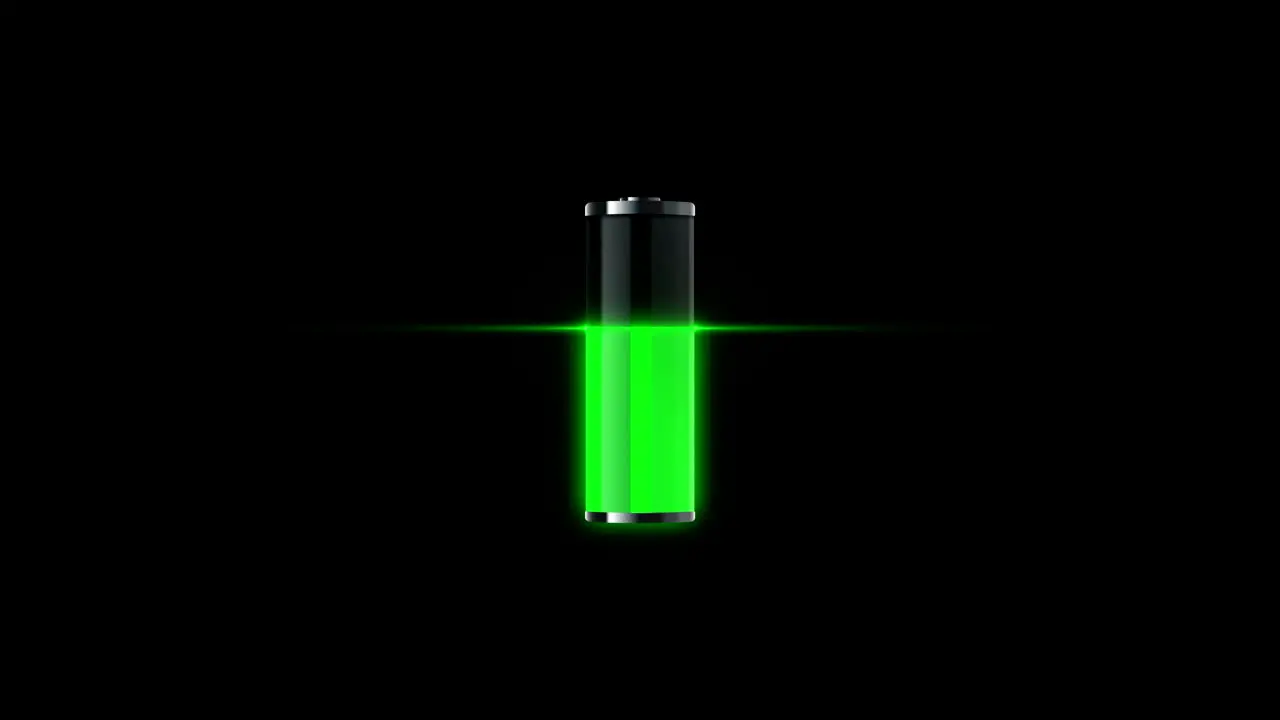 Glass battery charging level green light indicator