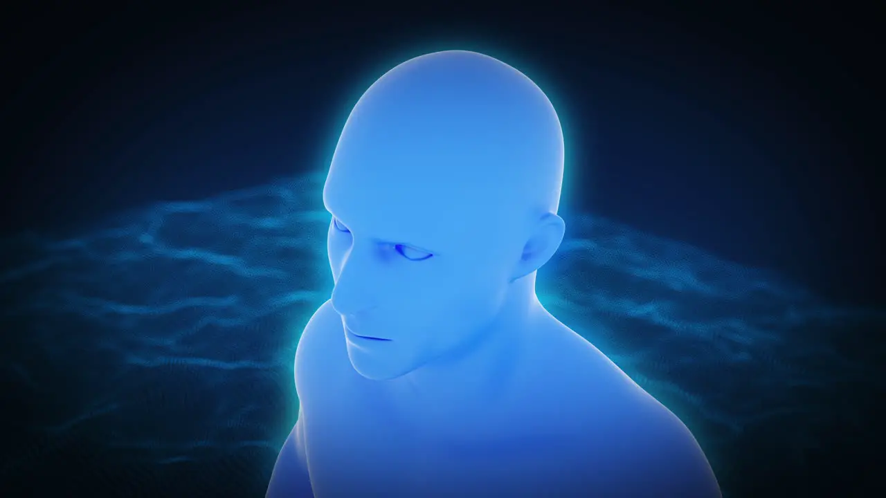 Human body pain3d blue silhouette of man Anatomy of a man showing head