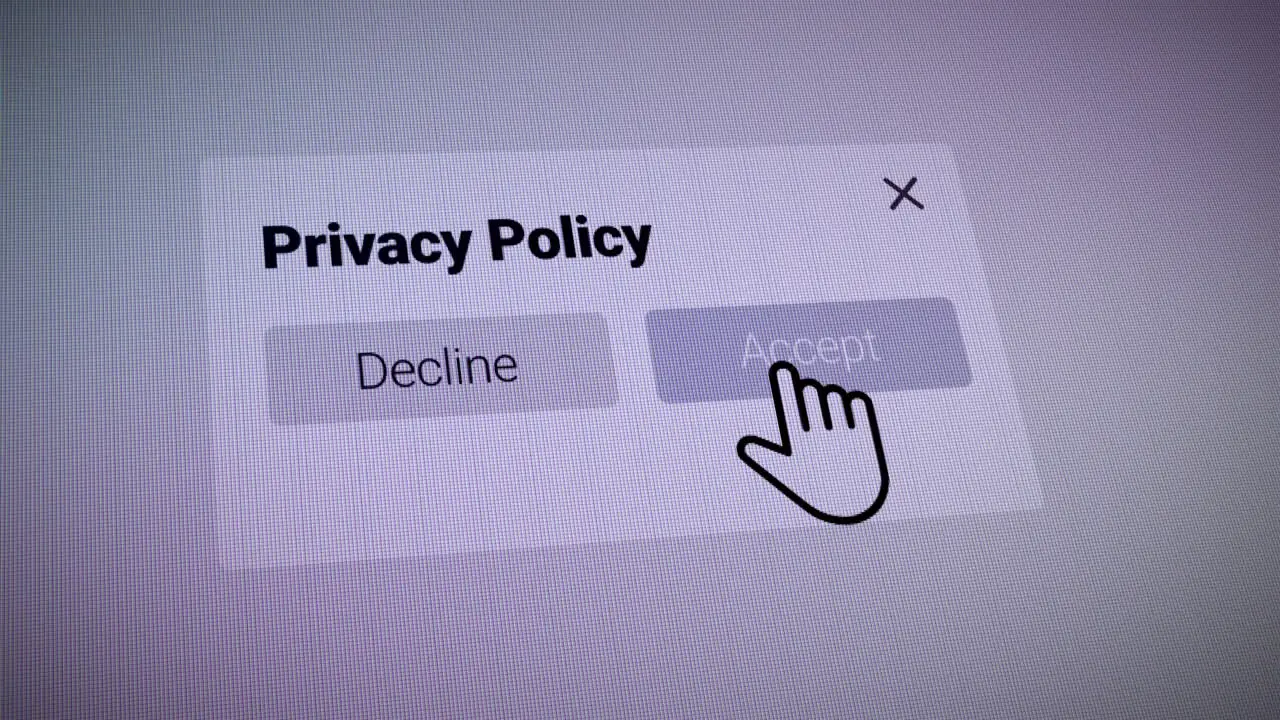 Mouse cursor clicking accept privacy policy checkbox agreement